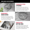 Lavabo de cocina para barra/preparación de alimentos tipo estación de trabajo con un receptáculo de acero inoxidable calibre 16 de 17" de montaje bajo encimera, con reborde WorkFlow™ y accesorios
